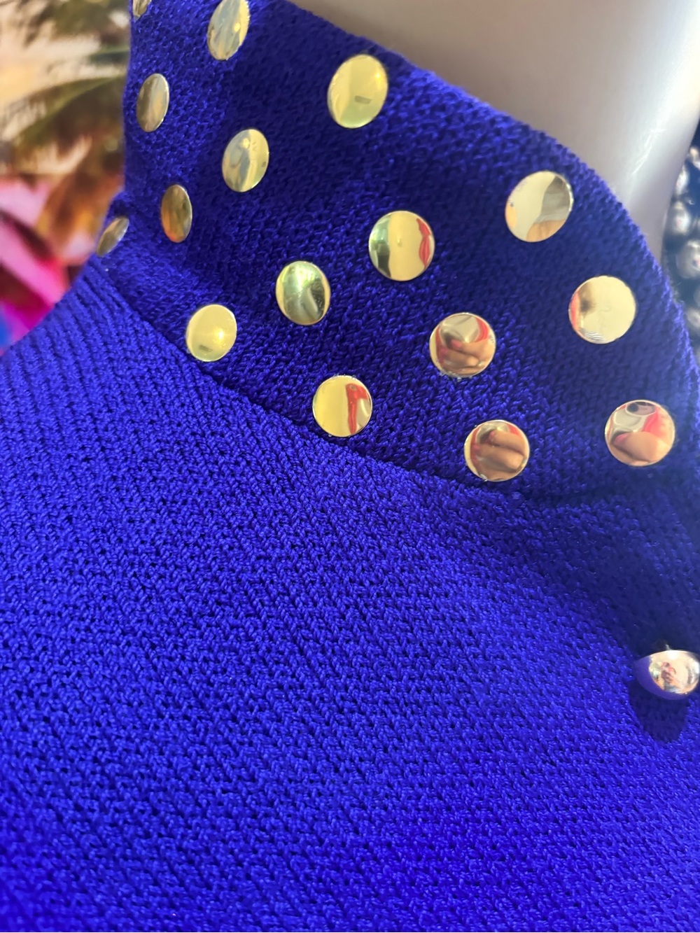 St. John Royal Purple Studded Jacket embellished blazer 10 M bling - Picture 5 of 5